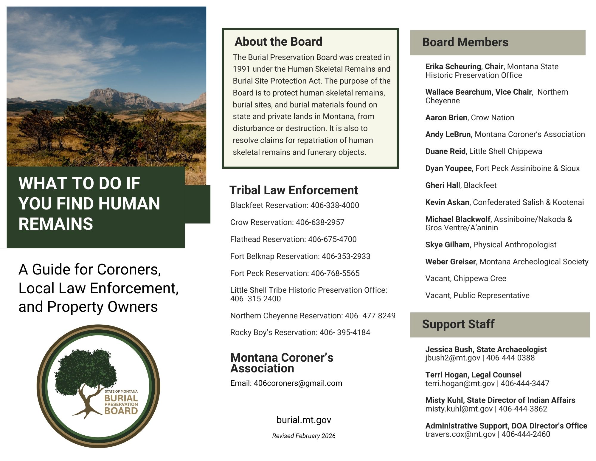 Burial Preservation Board Brochure - Page 1